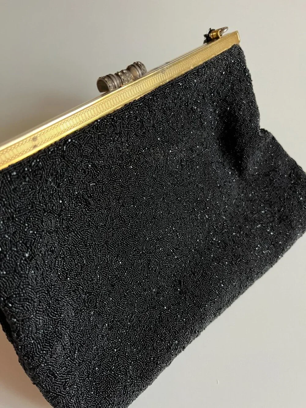 Vintage French Micro-Beaded Evening Bag: Retro Women's Fashion Made in France